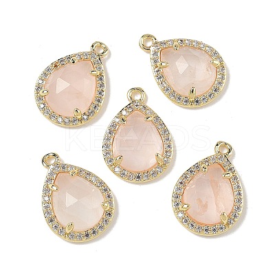 Natural Rose Quartz Faceted Teardrop Pendants G-U028-02G-07-1