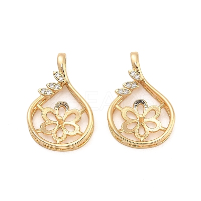 Brass Micro Pave Cubic Zirconia Hollow Teardrop Peg Bails KK-NH0009-09G-1