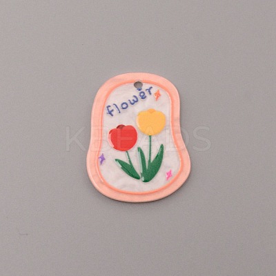 Opaque Embossed Printed Acrylic Pendants MACR-CJC0003-04-1
