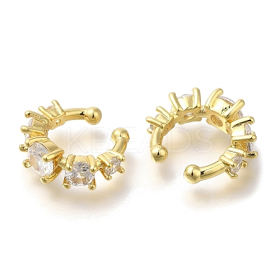 Ring Rack C-Shaped Plating Brass Micro Pave Clear Cubic Zirconia Cuff Earrrings EJEW-L097-18G-1