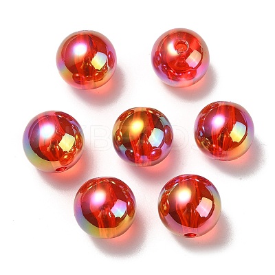 UV Plating Transparent Rainbow Iridescent Acrylic Beads TACR-D010-07F-1