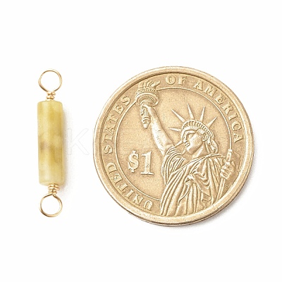 Natural Topaz Jade Connector Charms PALLOY-JF01454-02-1