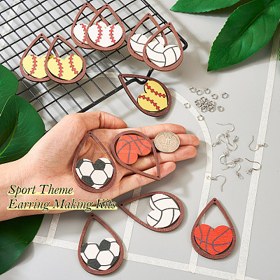 DIY Sport Theme Dangle Earring Making Kits DIY-TA0004-36-1