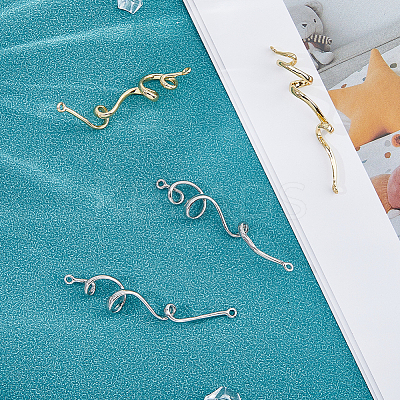 4Pcs 2 Colors Brass S Shaped Connector Charms KK-FH0007-98-1