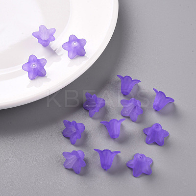 Purple Frosted Transparent Acrylic Flower Beads X-PLF018-15-1