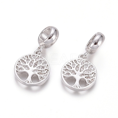 Brass Micro Pave Clear Cubic Zirconia European Dangle Charms X-OPDL-L016-05P-1