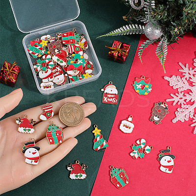 40Pcs 10 Styles Christmas Theme Alloy Enamel Pendants ENAM-SC0005-59-1