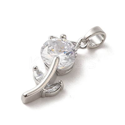 Brass Micro Pave Cubic Zirconia Pendants ZIRC-P114-04P-1