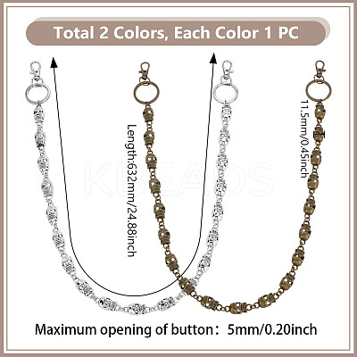 2 Colors Tibetan Style Alloy Skull Connector Charms for Jeans Pants HJEW-GA00017-1