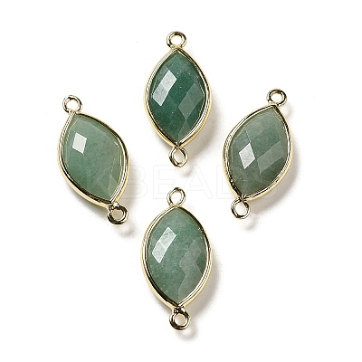 Natural Green Aventurine Faceted Connector Charms G-K347-03G-17-1