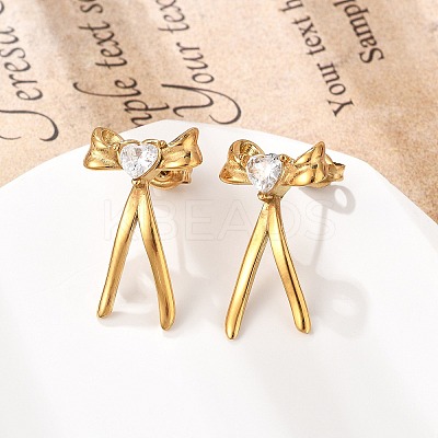 304 Stainless Steel Micro Pave Clear Cubic Zirconia Stud Earrings EJEW-I318-01G-05-1
