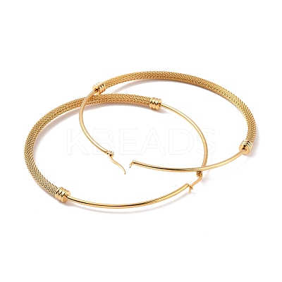 PVD Vacuum Plating 201 Stainless Steel Mesh Chain Shape Big Hoop Earrings with 304 Stainless Steel Pin for Women EJEW-F280-21B-G-1