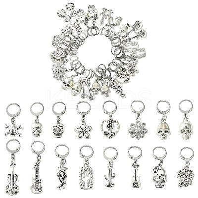 32Pcs 16 Style Alloy Pendant Locking Stitch Markers HJEW-CJ00044-1