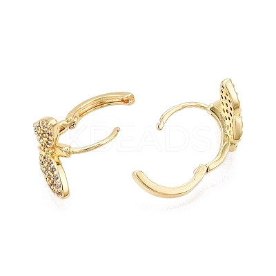 Butterfly Clear Cubic Zirconia Hoop Earrings EJEW-N054-61G-1