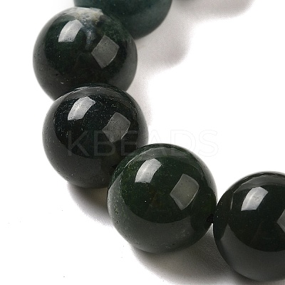 12.5mm Round Natural Moss Agate Braided Bead Bracelets for Women Men BJEW-C060-01B-1