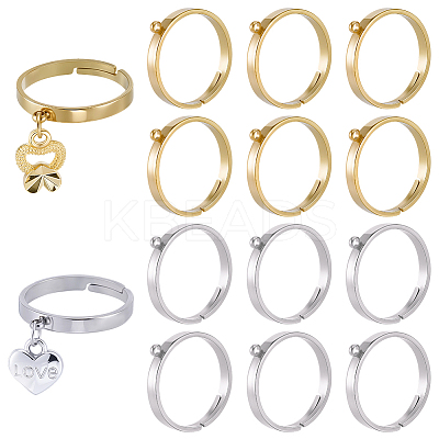 24Pcs 2 Colors 304 Stainless Steel Finger Ring Settings STAS-BBC0010-09C-1