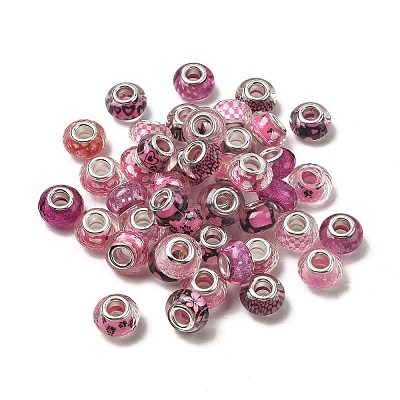 Printed Transparent Resin European Beads RESI-C063-03I-1
