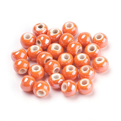 Glazed Porcelain Beads PORC-D001-8mm-18-1