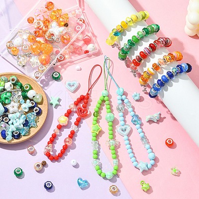 DIY Acrylic Beads & Brass European Style Bracelet Making Kits DIY-YW0012-21A-1