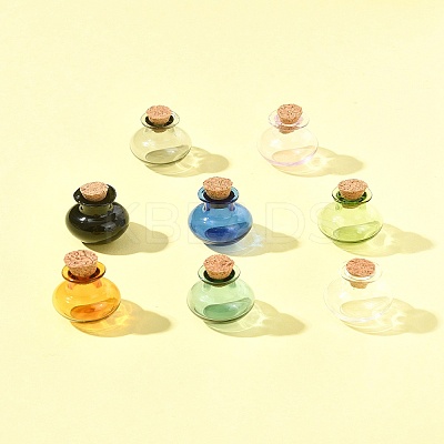 8Pcs 8 Colors Round Glass Cork Bottles Ornament BOTT-FS0001-04-1
