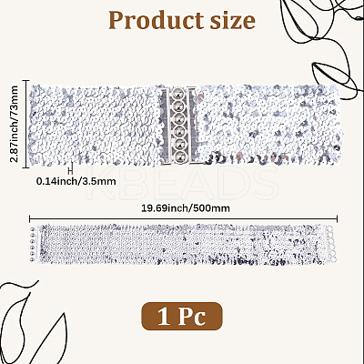 Sparkle Sequins Wide Elastic Dress Belts AJEW-WH20128-026P-03-1