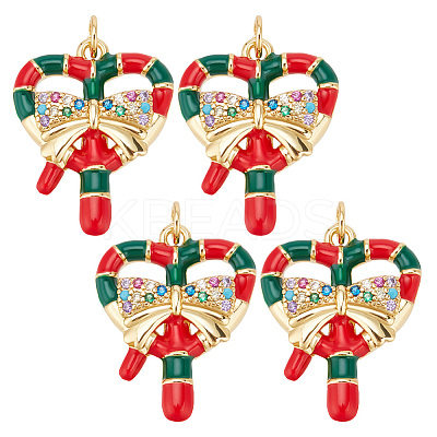 Brass Micro Pave Colorful Grade AAA Cubic Zirconia Pendants KK-BBC0015-36B-1