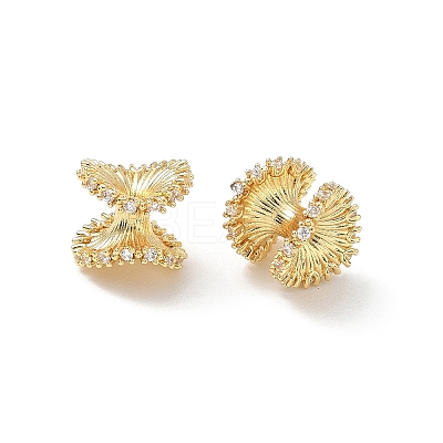 Brass Micro Pave Clear Cubic Zirconia Beads CU-CBA9FFD-09G-1