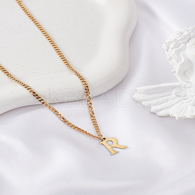 1Pc 304 Stainless Steel Letter Pendant Necklaces NJEW-LP0001-33R-G-1