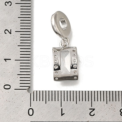 Rack Plating Brass Micro Pave Clear Cubic Zirconia European Dangle Charms KK-H485-18P-1