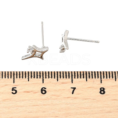 Brass Micro Pave Clear Cubic Zirconia Stud Earrings EJEW-M103-03P-1