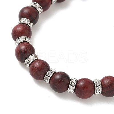 Dyed Imitation Burmese Wood Round Beadeed Stretch Bracelets Sets for Men Women BJEW-JB12355-03-1