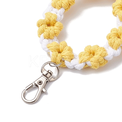 Flower Handmade Macrame Cotton Threads Pendant Decorations HJEW-JM02614-1