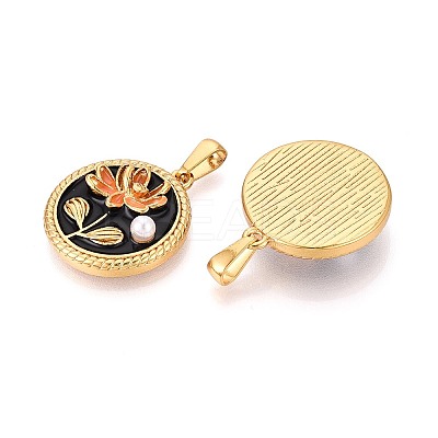 304 Stainless Steel & Enamel & ABS Imitation Pearl Pendants STAS-T072-87A-G-1