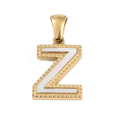Natural White Shell Alphabet Pendants STAS-M338-02G-Z-1