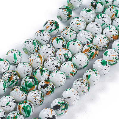 Opaque Baking Painted Glass Beads Strands GLAA-L024-A-25-1