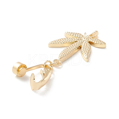 Leaf Rhinestone Charm Belly Ring AJEW-F057-05G-1