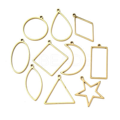 10Pcs 201 Stainless Steel Open Back Bezel Pendant Sets STAS-B101-06B-G-1