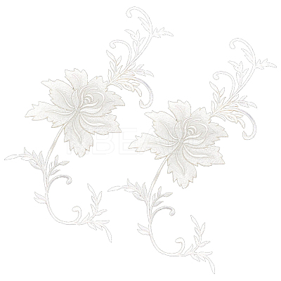 2Pcs Peony Computerized Embroidery Cloth Iron on/Sew on Patches DIY-GF0005-32C-1
