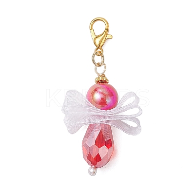 5Pcs Angel Glass & Acrylic Pendant Decorations HJEW-JM04180-01-1