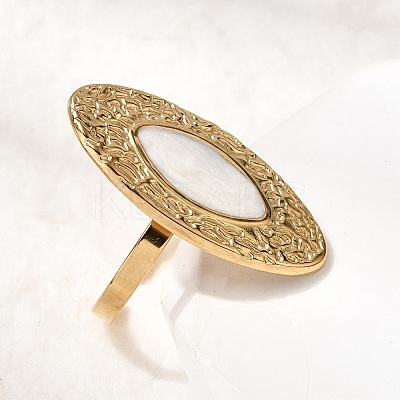 Horse Eye 304 Stainless Steel Open Cuff Rings for Women RJEW-A091-08G-1