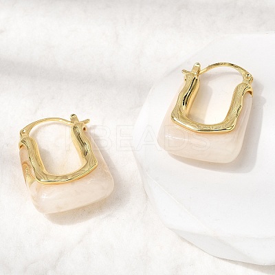 Brass Resin Hoop Earrings EJEW-P333-11B-G01-1