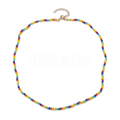 6 Solid Colors Glass Beaded Necklaces NJEW-JN04900-1