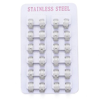 Tarnish Resistant Textured 304 Stainless Steel Huggie Hoop Earrings LS-EJEW-L252-017P-1