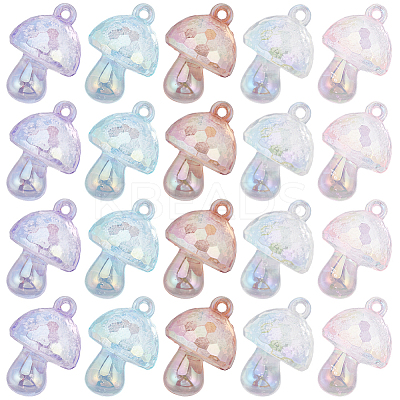 24Pcs 6 Colors Bubble Style Transparent Acrylic Pendants MUSH-SC0001-01-1