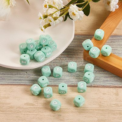 26Pcs 26 Style Silicone Alphabet Beads for Bracelet or Necklace Making SIL-SZ0001-01C-1