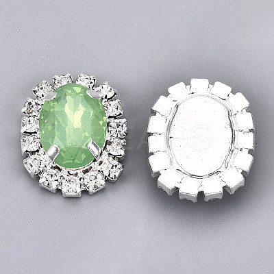 Resin Rhinestone Cabochons with Crystal Rhinestone and Brass Findings RB-S066-22S-1