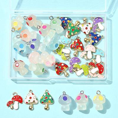 34Pcs 17 Styles Autumn Theme Rack Plating Alloy Enamel Pendants ENAM-FS0003-70-1