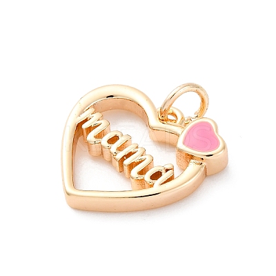 Mother's Day Brass Enamel Pendants KK-D360-21G-02-1