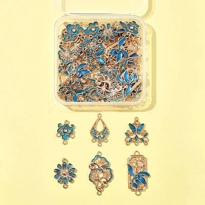 36Pcs 6 Styles Alloy Enamel Connector Charms FIND-FS0004-46C-1