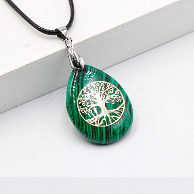 Synthetic Malachite Pendant Necklaces FS-WG13773-10-1